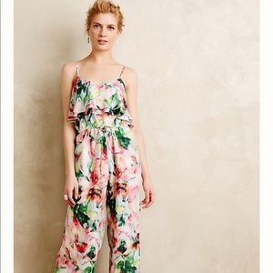 Ikebana fleur wood Anthropologie jumpsuit L